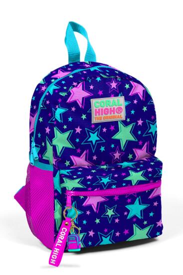 Minik Yuva Sırt Çantası Saks Pembe Yıldız Desenli İki Bölmeli 23335 - Coral High KIDS