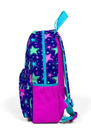 Minik Yuva Sırt Çantası Saks Pembe Yıldız Desenli İki Bölmeli 23335 - 6