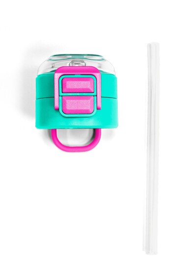 Coral High 500 ML Çelik Termos için Yeşil Pembe Yedek Kapak ve Pipet Kiti - Coral High KIDS
