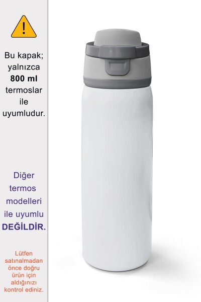 Coral High 800 ML Çelik Termos için Açık Gri Koyu Gri Yedek Kapak ve Pipet Kiti 1919-K - 2