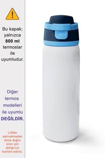 Coral High 800 ML Çelik Termos için Lacivert Mavi Yedek Kapak ve Pipet Kiti 1918-K - 2