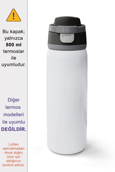 Coral High 800 ML Çelik Termos için Siyah Gri Yedek Kapak ve Pipet Kiti 1917-K - 2