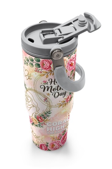 Coral High Anneler Gününe Özel Anne Erkek Çocuk Desenli Pipetli ve Direkt İçim Çelik Termos 900 ml 38763 - 3