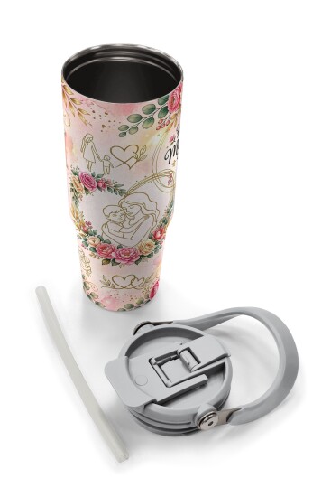 Coral High Anneler Gününe Özel Anne Erkek Çocuk Desenli Pipetli ve Direkt İçim Çelik Termos 900 ml 38763 - 8