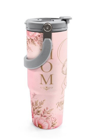 Coral High Anneler Gününe Özel Anne Erkek Çocuk Desenli Pipetli ve Direkt İçim Çelik Termos 900 ml 38764 - 6