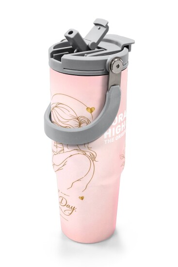 Coral High Anneler Gününe Özel Anne Erkek Çocuk Desenli Pipetli ve Direkt İçim Çelik Termos 900 ml 38764 - 2