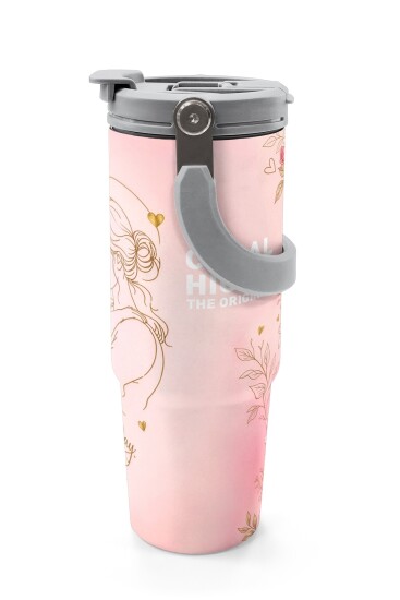 Coral High Anneler Gününe Özel Anne Erkek Çocuk Desenli Pipetli ve Direkt İçim Çelik Termos 900 ml 38764 - 5