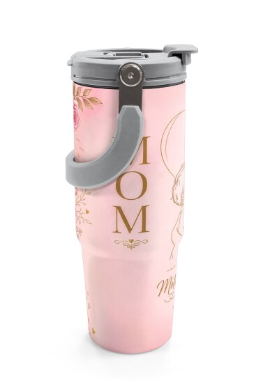 Coral High Anneler Gününe Özel Anne Erkek Çocuk Desenli Pipetli ve Direkt İçim Çelik Termos 900 ml 38764 - 6