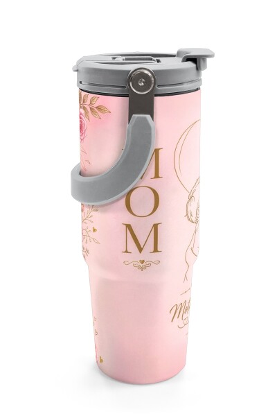 Coral High Anneler Gününe Özel Anne Erkek Çocuk Desenli Pipetli ve Direkt İçim Çelik Termos 900 ml 38764 - 6