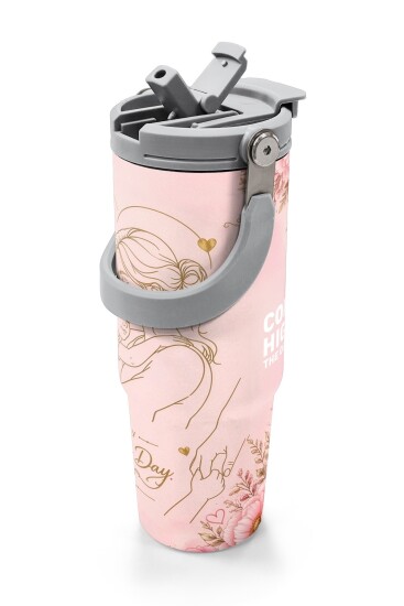 Coral High Anneler Gününe Özel Anne Kız Çocuk Desenli Pipetli ve Direkt İçim Çelik Termos 900 ml 38762 - 2