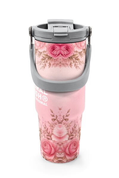 Coral High Anneler Gününe Özel Anne Kız Çocuk Desenli Pipetli ve Direkt İçim Çelik Termos 900 ml 38762 - 7