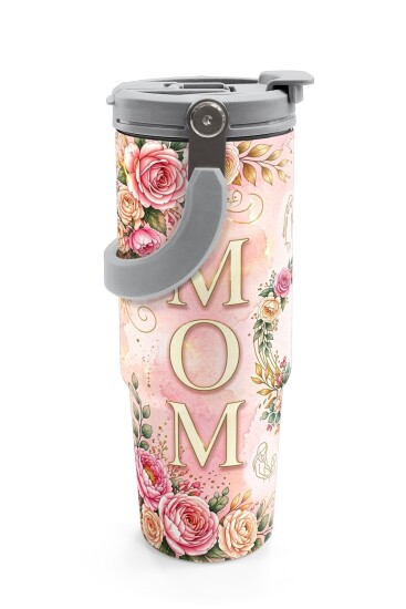 Coral High Anneler Gününe Özel Anne Kız Çocuk Desenli Pipetli ve Direkt İçim Çelik Termos 900 ml 38761 - 6