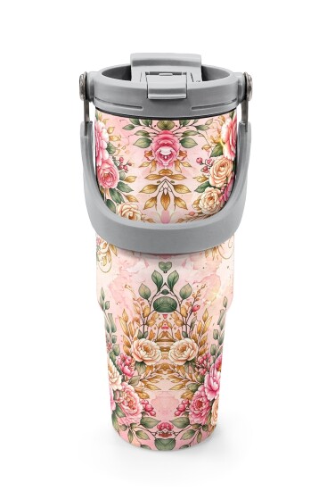 Coral High Anneler Gününe Özel Anne Kız Çocuk Desenli Pipetli ve Direkt İçim Çelik Termos 900 ml 38761 - 7