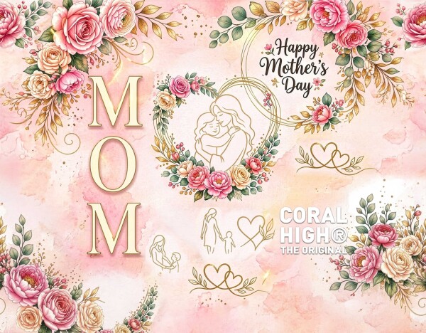 Coral High Anneler Gününe Özel Anne Kız Çocuk Desenli Pipetli ve Direkt İçim Çelik Termos 900 ml 38761 - 9