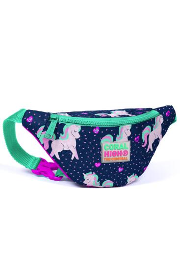 Coral High Kids Lacivert Pembe Unicorn Desenli Bel Çantası 22567 
