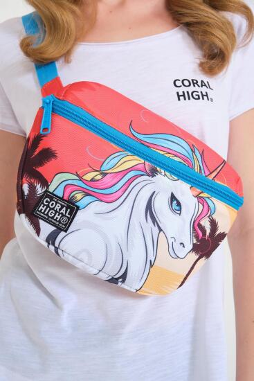 Coral High Hardal Kahverengi Unicorn Desenli Bel Çantası 22589 - 9
