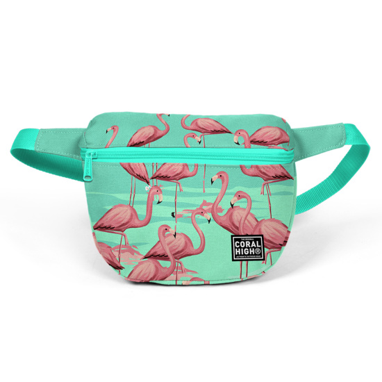 Coral High Su Yeşili Flamingo Desenli Bel Çantası 22600 - CORAL HIGH
