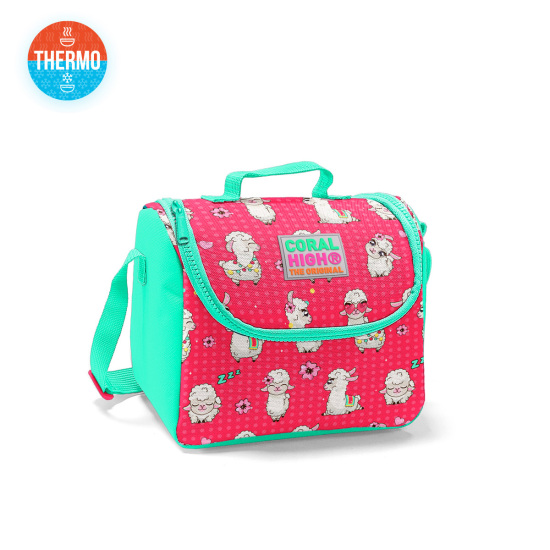 Coral High Kids Neon Mercan Su Yeşili Alpaka Desenli Thermo Beslenme Çantası 22847 