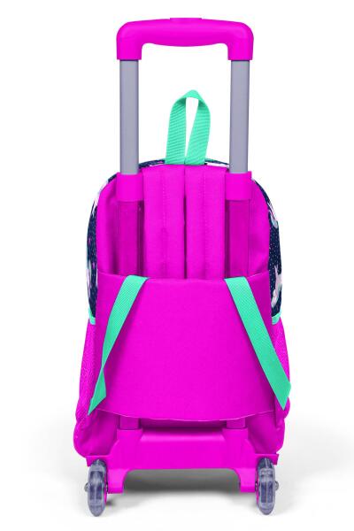 Coral High Kids Lacivert Pembe Unicorn Desenli Üç Bölmeli Çekçekli Sırt Çantası 23366 - 3