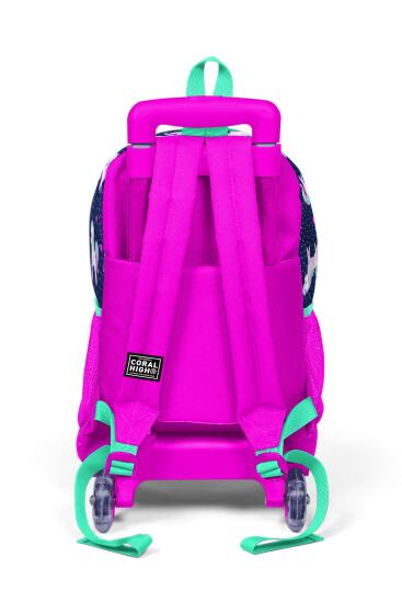 Coral High Kids Lacivert Pembe Unicorn Desenli Üç Bölmeli Çekçekli Sırt Çantası 23366 - 4