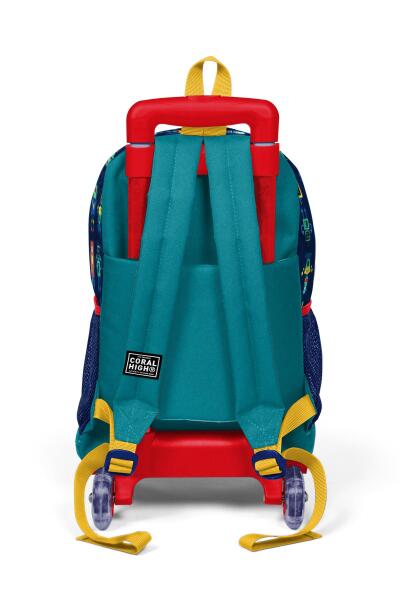 Coral High Kids Lacivert Çivit Robot Desenli Üç Bölmeli Çekçekli Okul Sırt Çantası 23380 - 3