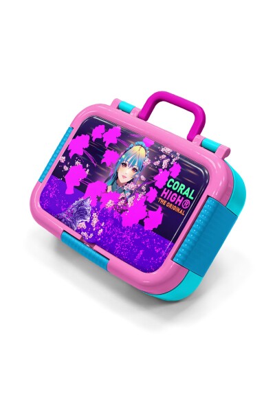 Coral High Kids Mor Pembe Anime Kedi Desenli Paslanmaz Çelik Beslenme Kabı 39261 - 1