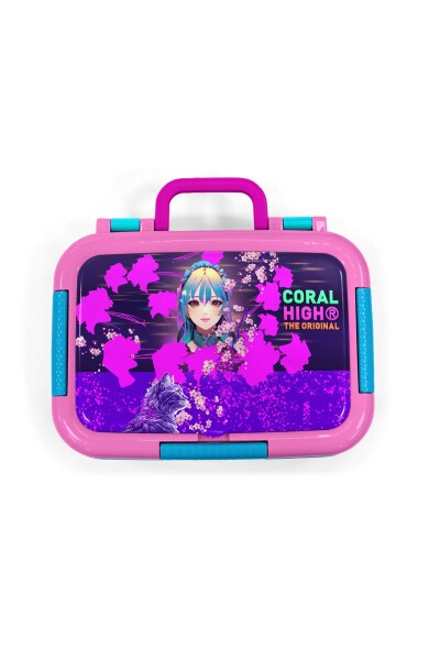 Coral High Kids Mor Pembe Anime Kedi Desenli Paslanmaz Çelik Beslenme Kabı 39261 - 5
