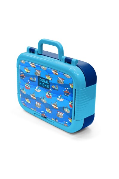 Coral High Kids Lacivert Mavi Gemi Desenli Paslanmaz Çelik Beslenme Kabı 39296 - 4