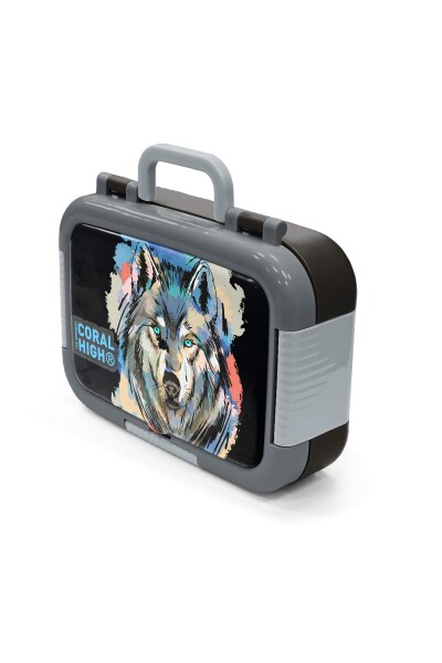 Coral High Kids Siyah Kurt Desenli Paslanmaz Çelik Beslenme Kabı 39356 - 4