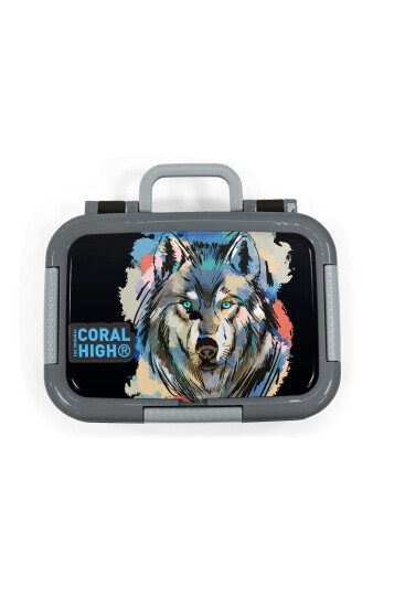 Coral High Kids Siyah Kurt Desenli Paslanmaz Çelik Beslenme Kabı 39356 - 5