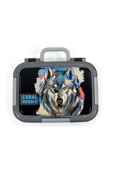 Coral High Kids Siyah Kurt Desenli Paslanmaz Çelik Beslenme Kabı 39356 - 5