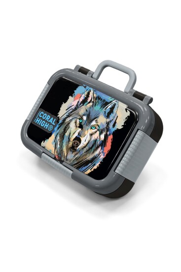 Coral High Kids Siyah Kurt Desenli Paslanmaz Çelik Beslenme Kabı 39356 - Coral High