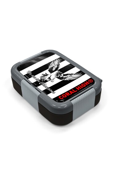 Coral High Kids Siyah Beyaz Kartal Taraftar Desenli Paslanmaz Çelik Beslenme Kabı 39372 - 2