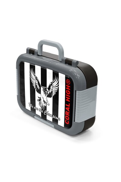 Coral High Kids Siyah Beyaz Kartal Taraftar Desenli Paslanmaz Çelik Beslenme Kabı 39372 - 4