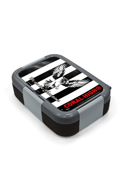 Coral High Kids Siyah Beyaz Kartal Taraftar Desenli Paslanmaz Çelik Beslenme Kabı 39372 - 2