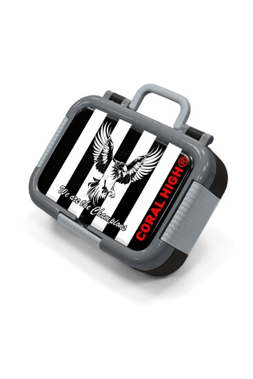 Coral High Kids Siyah Beyaz Kartal Taraftar Desenli Paslanmaz Çelik Beslenme Kabı 39372 - Coral High