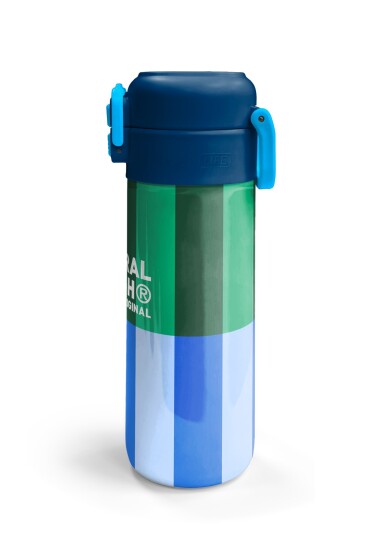 Coral High Kids Mavi Yeşil Çizgi Desenli Pipetli ve Direkt İçim Çelik Termos 500 ml 38111 - 6
