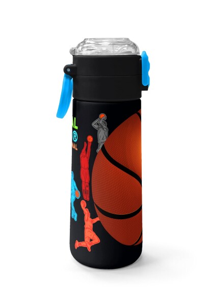 Coral High Kids Siyah Basketbol Desenli Pipetli ve Direkt İçim Çelik Termos 500 ml 31795 - 2