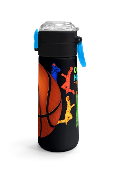 Coral High Kids Siyah Basketbol Desenli Pipetli ve Direkt İçim Çelik Termos 500 ml 31795 - 3