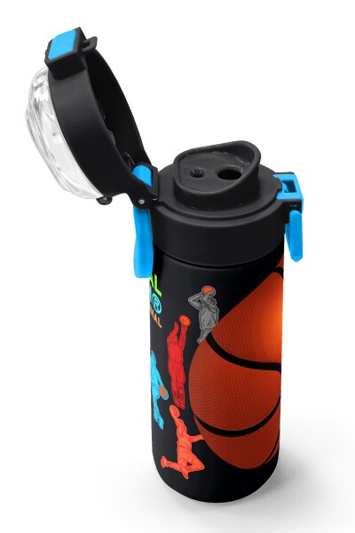 Coral High Kids Siyah Basketbol Desenli Pipetli ve Direkt İçim Çelik Termos 500 ml 31795 - 6