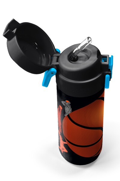 Coral High Kids Siyah Basketbol Desenli Pipetli ve Direkt İçim Çelik Termos 500 ml 31795 - 2