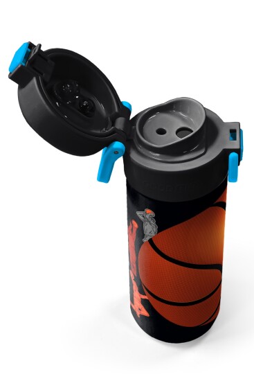 Coral High Kids Siyah Basketbol Desenli Pipetli ve Direkt İçim Çelik Termos 500 ml 31795 - 3