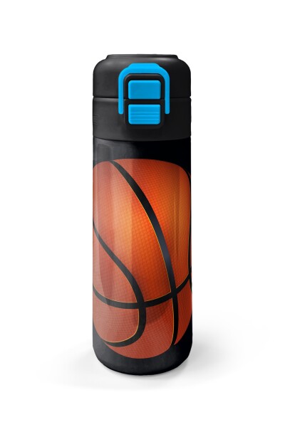 Coral High Kids Siyah Basketbol Desenli Pipetli ve Direkt İçim Çelik Termos 500 ml 31795 - 4