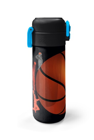 Coral High Kids Siyah Basketbol Desenli Pipetli ve Direkt İçim Çelik Termos 500 ml 31795 - 5