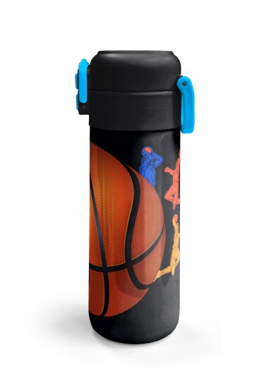 Coral High Kids Siyah Basketbol Desenli Pipetli ve Direkt İçim Çelik Termos 500 ml 31795 - 6