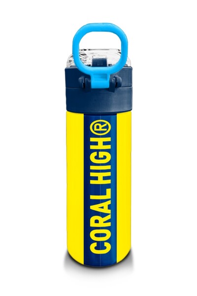 Coral High Kids Sarı Lacivert Çubuklu Pipetli ve Direkt İçim Çelik Termos 500 ml 31791 - 3