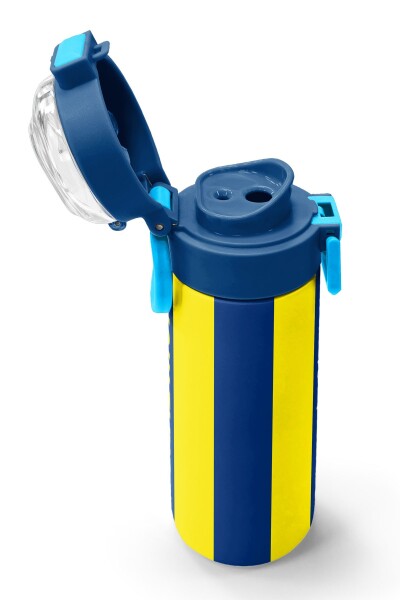 Coral High Kids Sarı Lacivert Çubuklu Pipetli ve Direkt İçim Çelik Termos 500 ml 31791 - 6