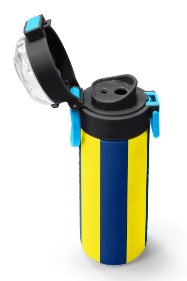 Coral High Kids Sarı Lacivert Çubuklu Pipetli ve Direkt İçim Çelik Termos 500 ml 31791 - 6