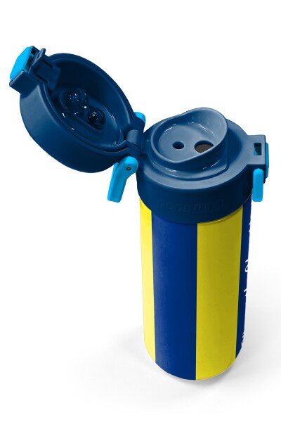 Coral High Kids Sarı Lacivert Çubuklu Pipetli ve Direkt İçim Çelik Termos 500 ml 31791 - 3