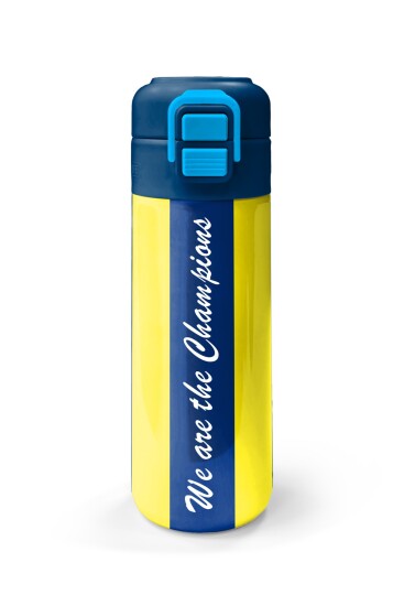 Coral High Kids Sarı Lacivert Çubuklu Pipetli ve Direkt İçim Çelik Termos 500 ml 31791 - 4